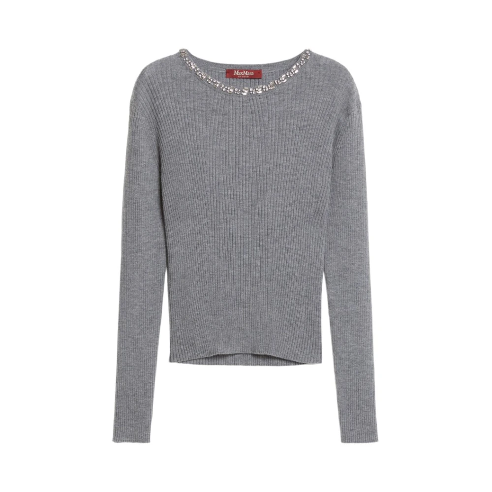 Max Mara Studio Zuivere Wol Trui Gray Dames