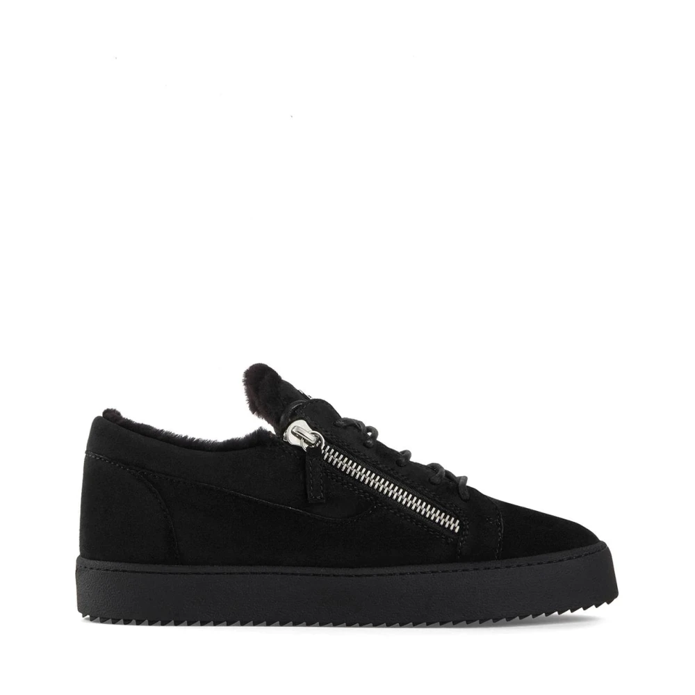 Giuseppe Zanotti Zwarte Suède Elegante Gesloten Platte Sneakers Heren Schoenen