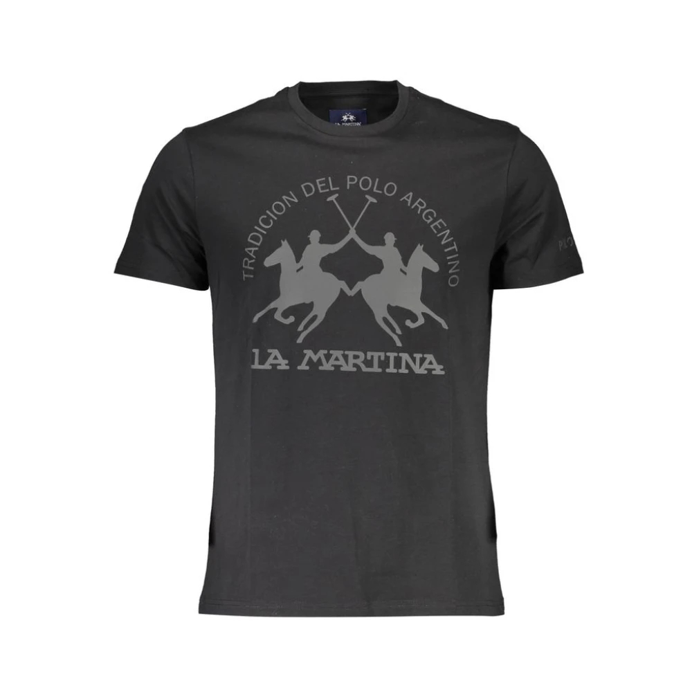 La Martina Men's Black Cotton T-Shirt - T-Shirts - M- Tops