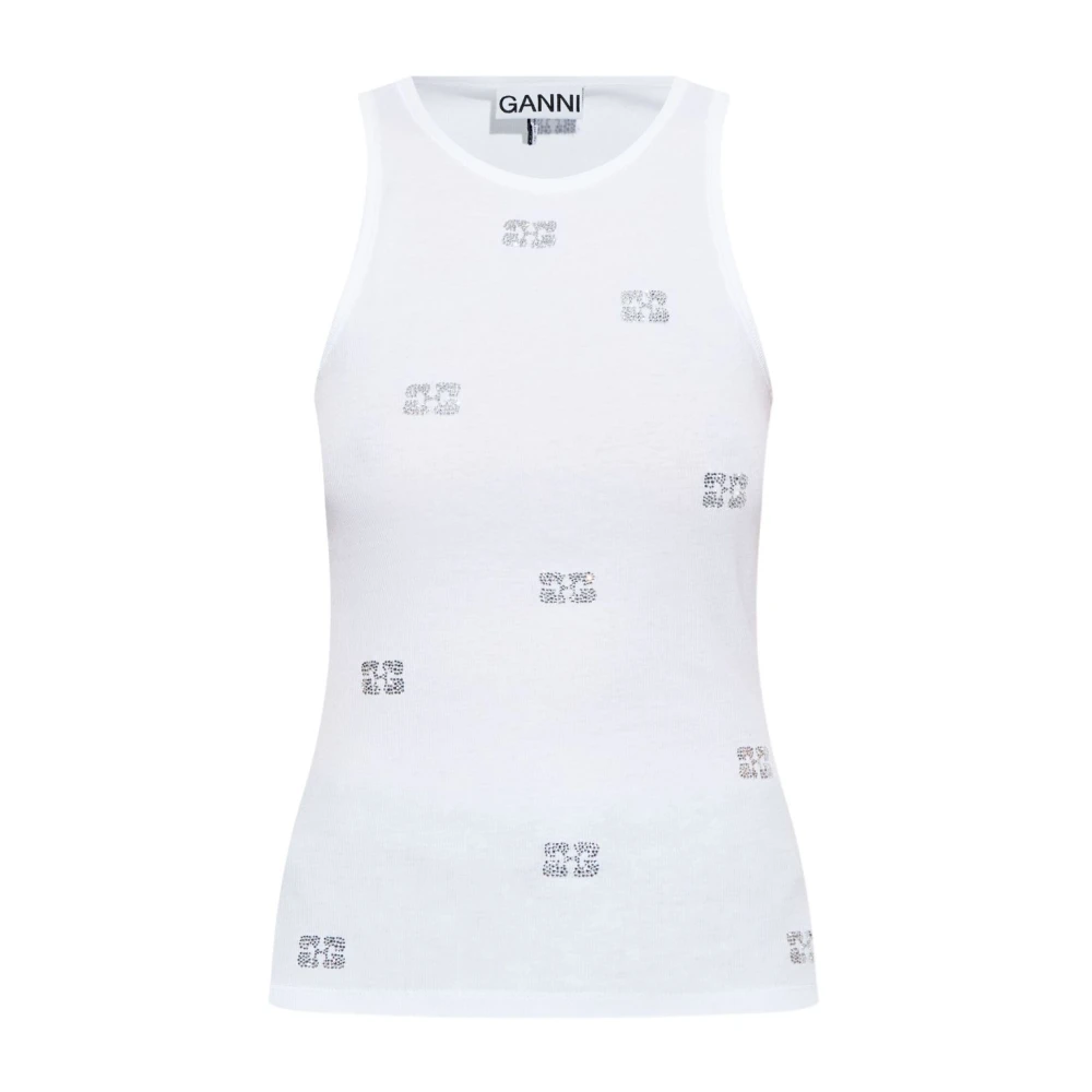 Ganni Witte T-shirts & Polo's voor vrouwen White Dames