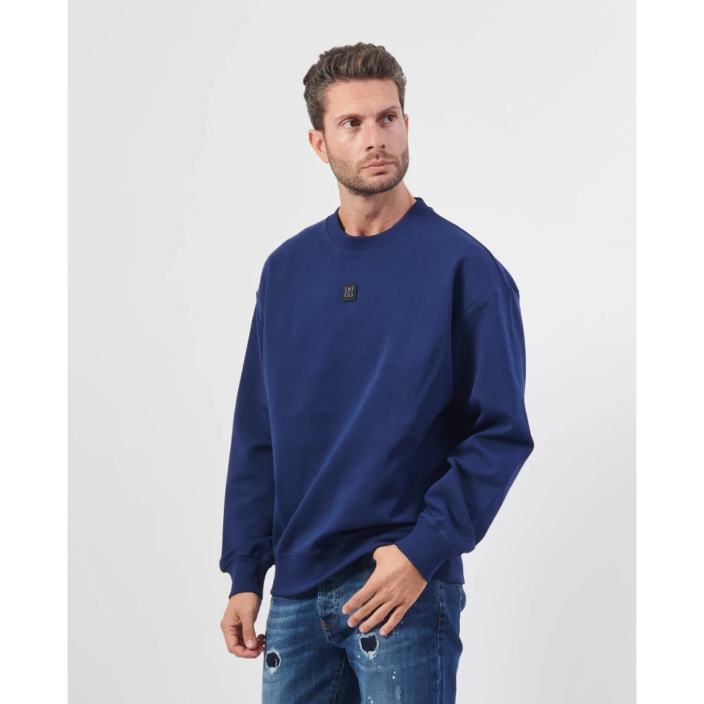 Hugo Boss Blauwe Regular Fit Katoenen Sweatshirt Blue Heren