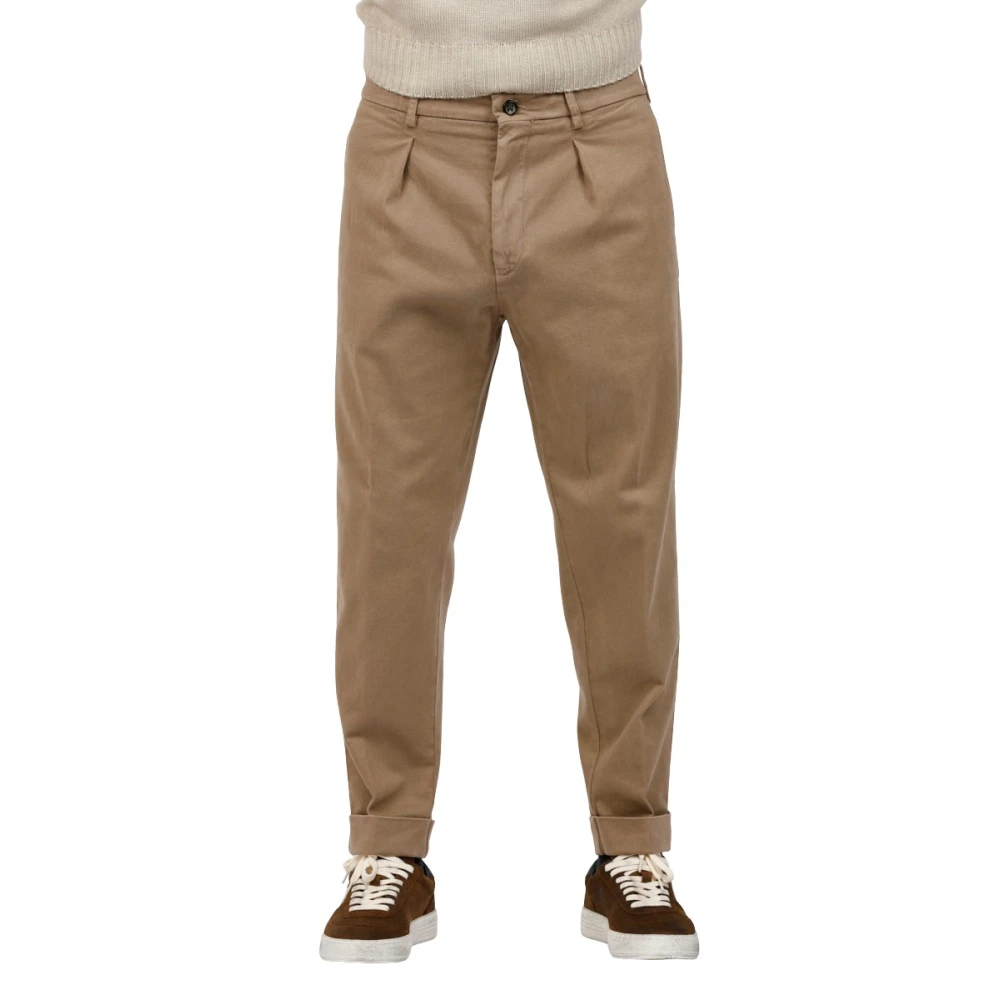 Berwich Crop over fit broek met unieke stijl Beige Heren