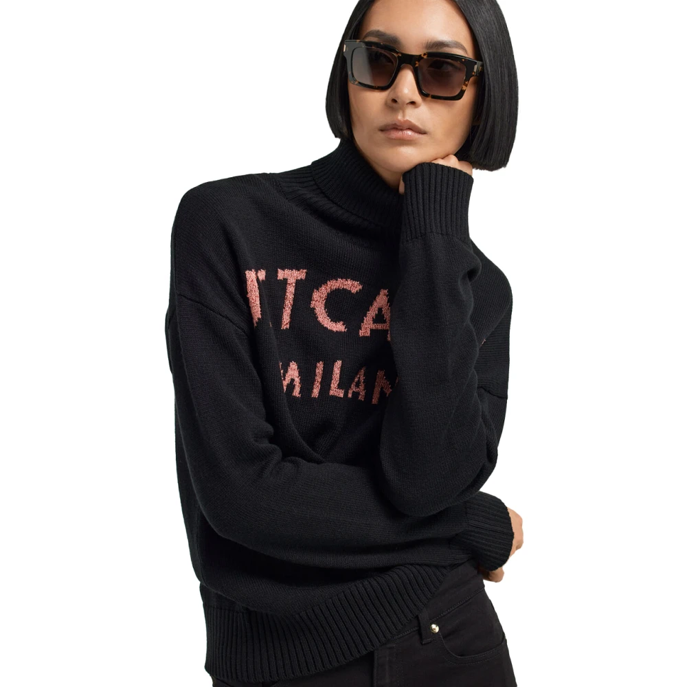 Just Cavalli Geborduurde Logo Trui in Roze Black Dames