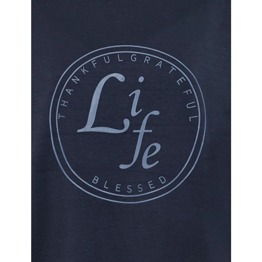 Soyaconcept Casual Navy Sweater met Tekst Print Blue Dames