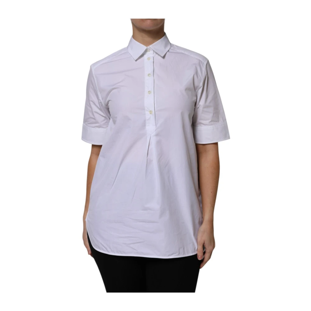 Dolce & Gabbana Women's White Cotton Polo Shirt - Shirts - Xs - Blouses & Shirts