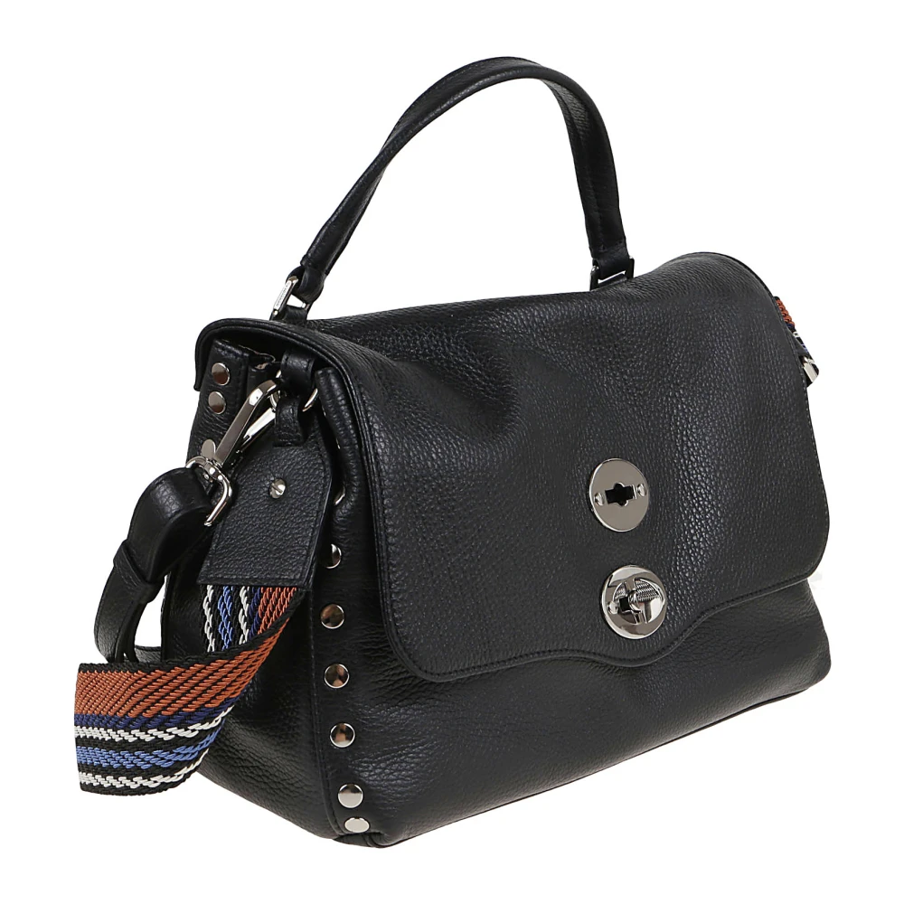 Zanellato Klassieke Zwarte Postina Tas van Kalfsleer Black Dames