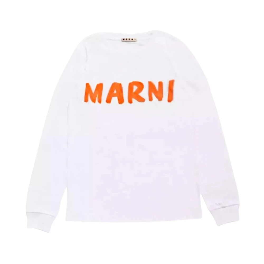 Marni Witte Longsleeve Logo Blouse White Dames