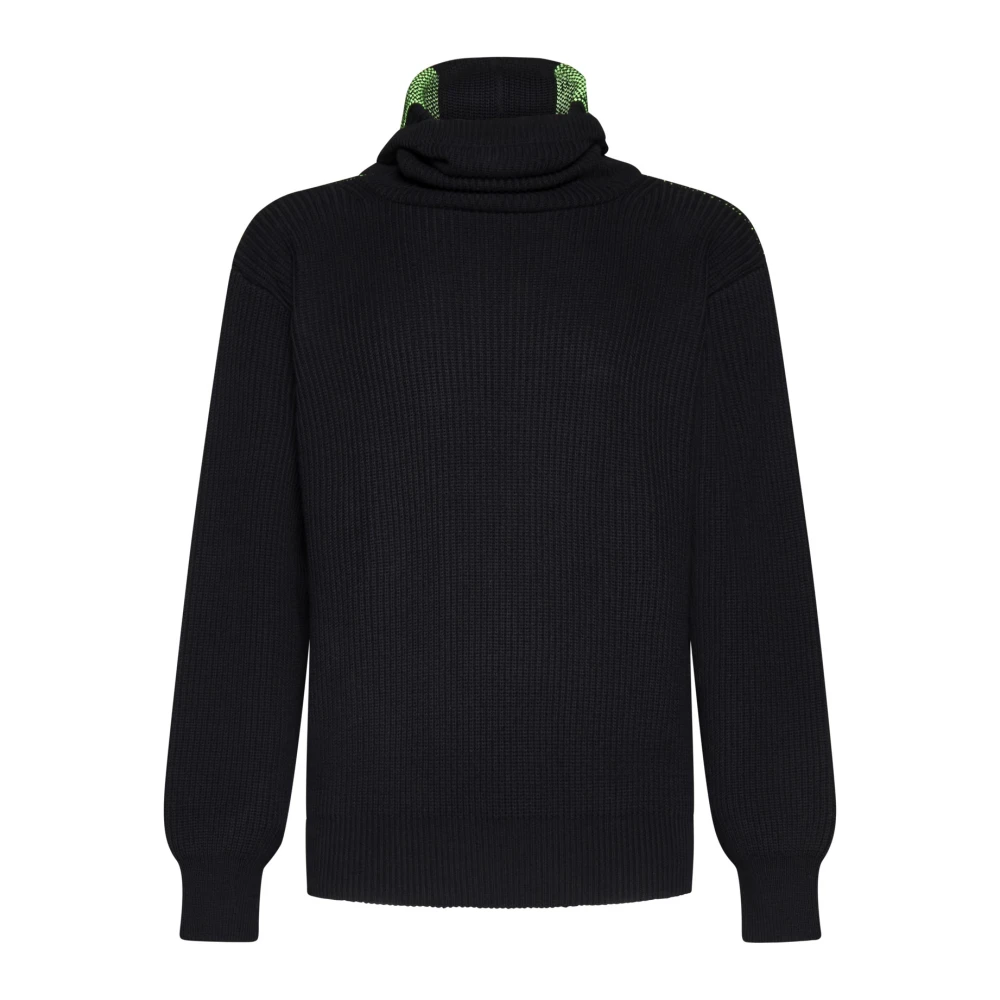 Aries Intarsia-Gebreide Hoodie Zwart Black Heren