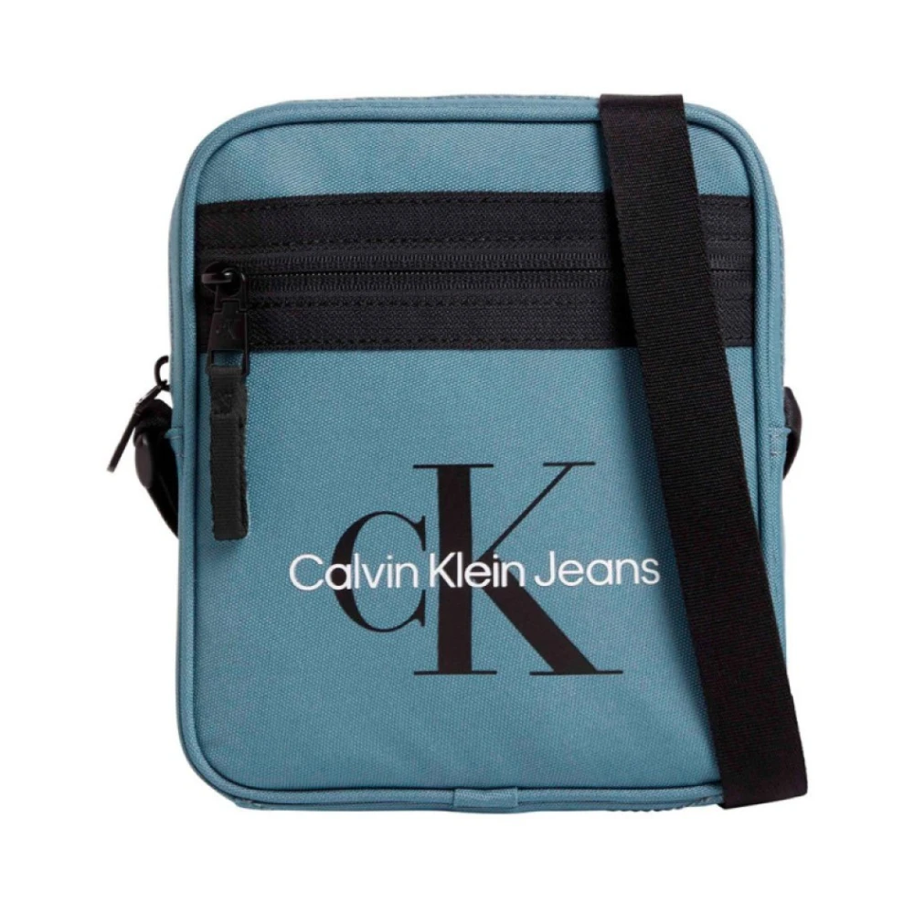 Calvin Klein Schoudertas van gecoat canvas met bedrukt logo Blue Heren