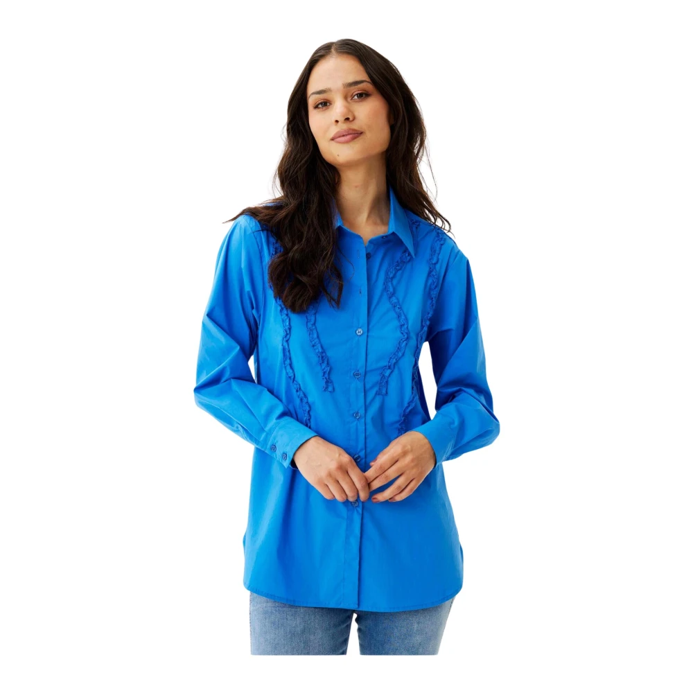 IN Front Royal Blue Shirt met Pofmouwen Blue Dames