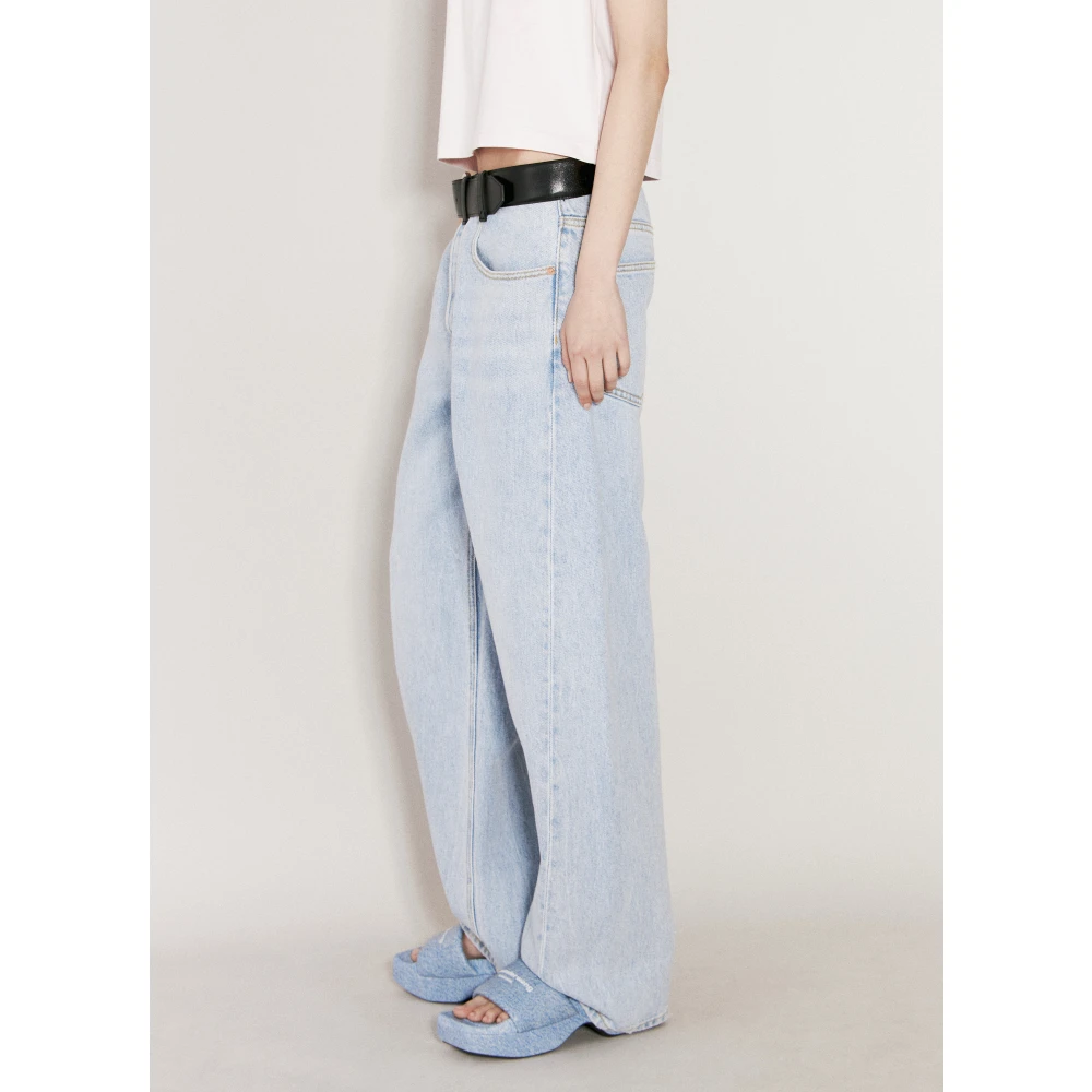 alexander wang Ballon Jeans met Leren Riem Blue Dames