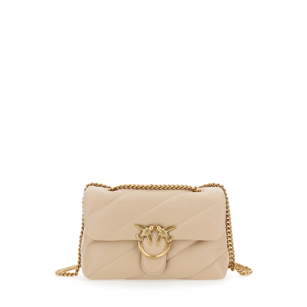 Pinko Kvinno Beige Väskor Dam, One Size, Love Puff Classic Väska