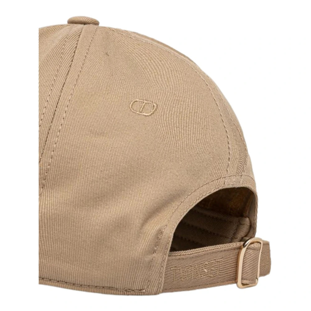 Twinset Geborduurde Katoenen Baseballpet Beige Dames