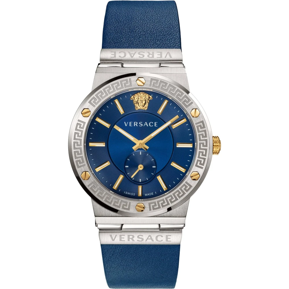 Versace Gray Watches, Male, One Size, Greca Logo Silver/Gold Watch