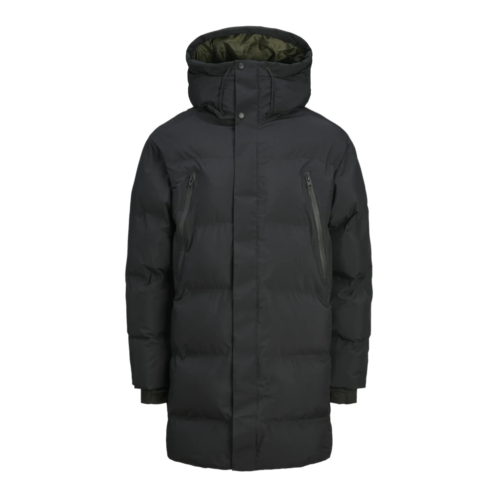 jack & jones Lange gewatteerde jas met capuchon Black Heren