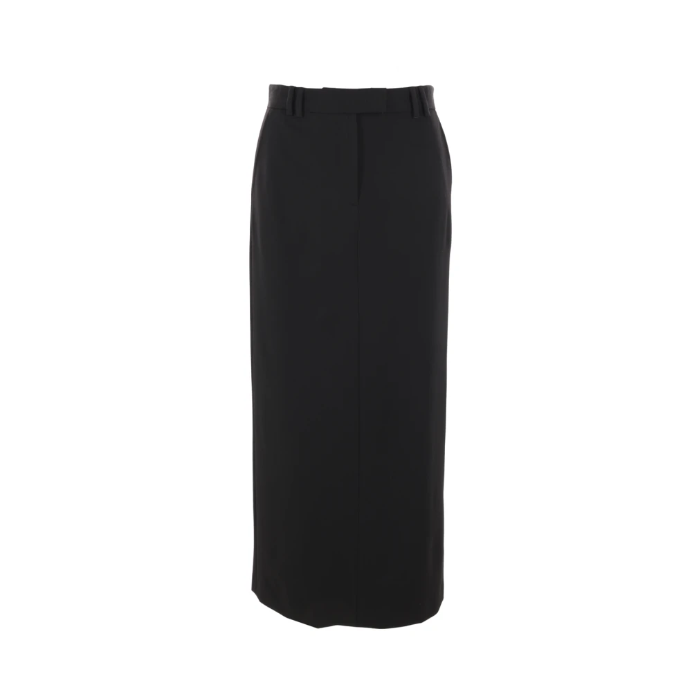 Alberto Biani Zwarte Wol Stretch Lange Rok Black Dames