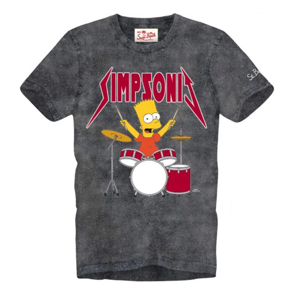 MC2 Saint Barth Fade Dyed Bedrukt T-shirt Gray Heren