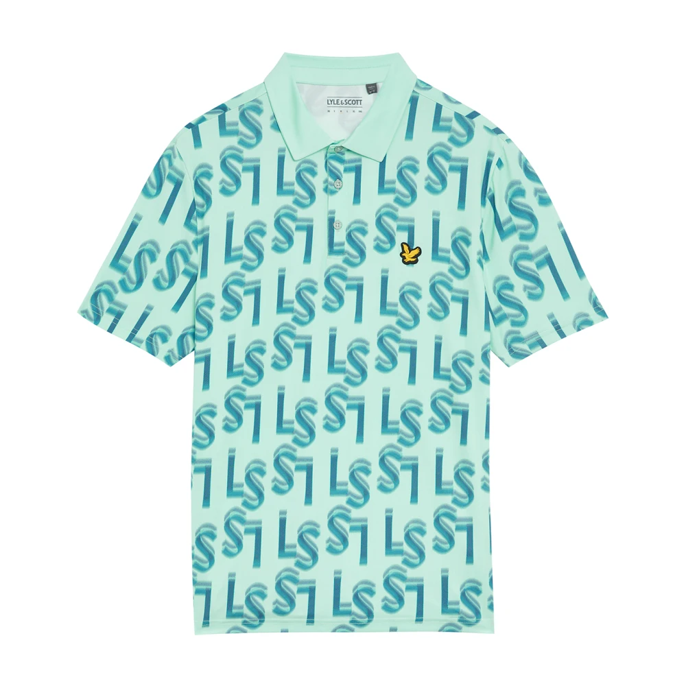 Lyle & Scott SS Polo Shirts LS Monogram Bedrukt Poloshirt Blue Heren