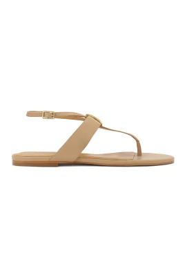 Beige platta flip flop sandaler