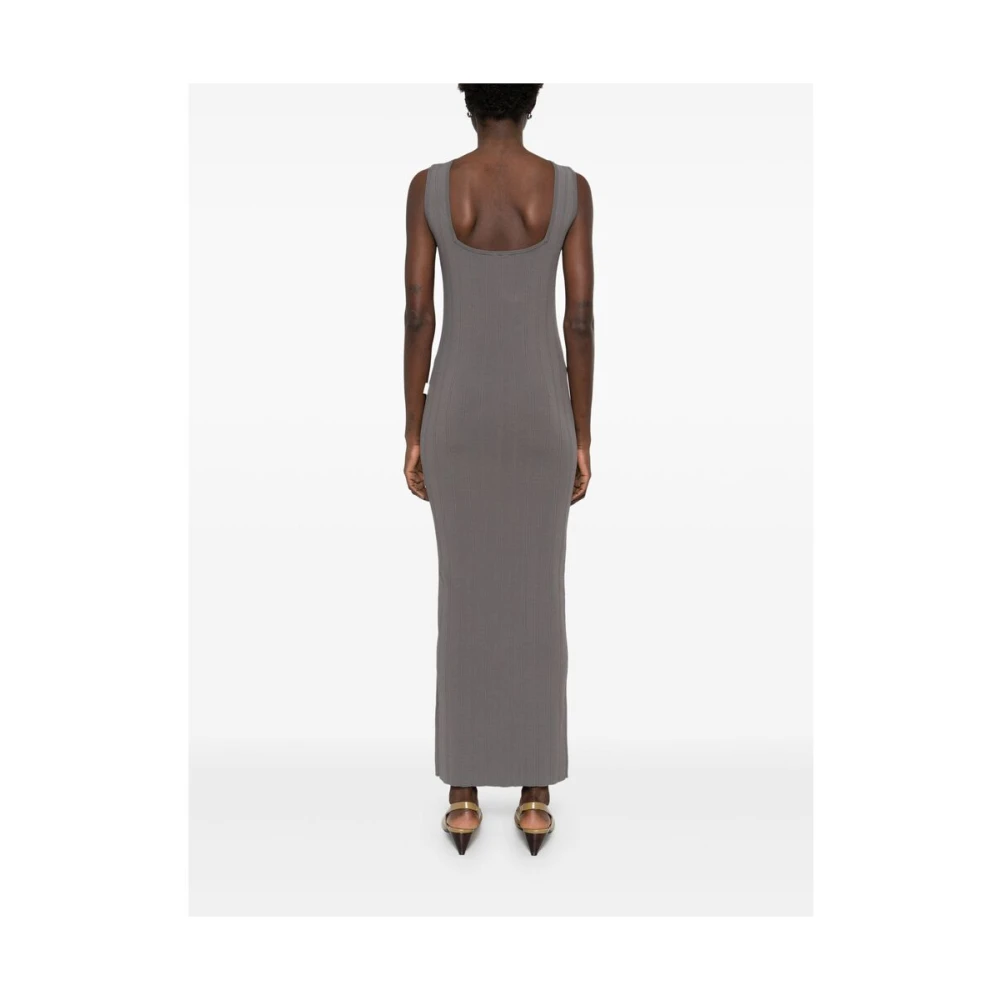 Remain Birger Christensen Vierkante Open Rug Ronde Hals Jurk Gray Dames