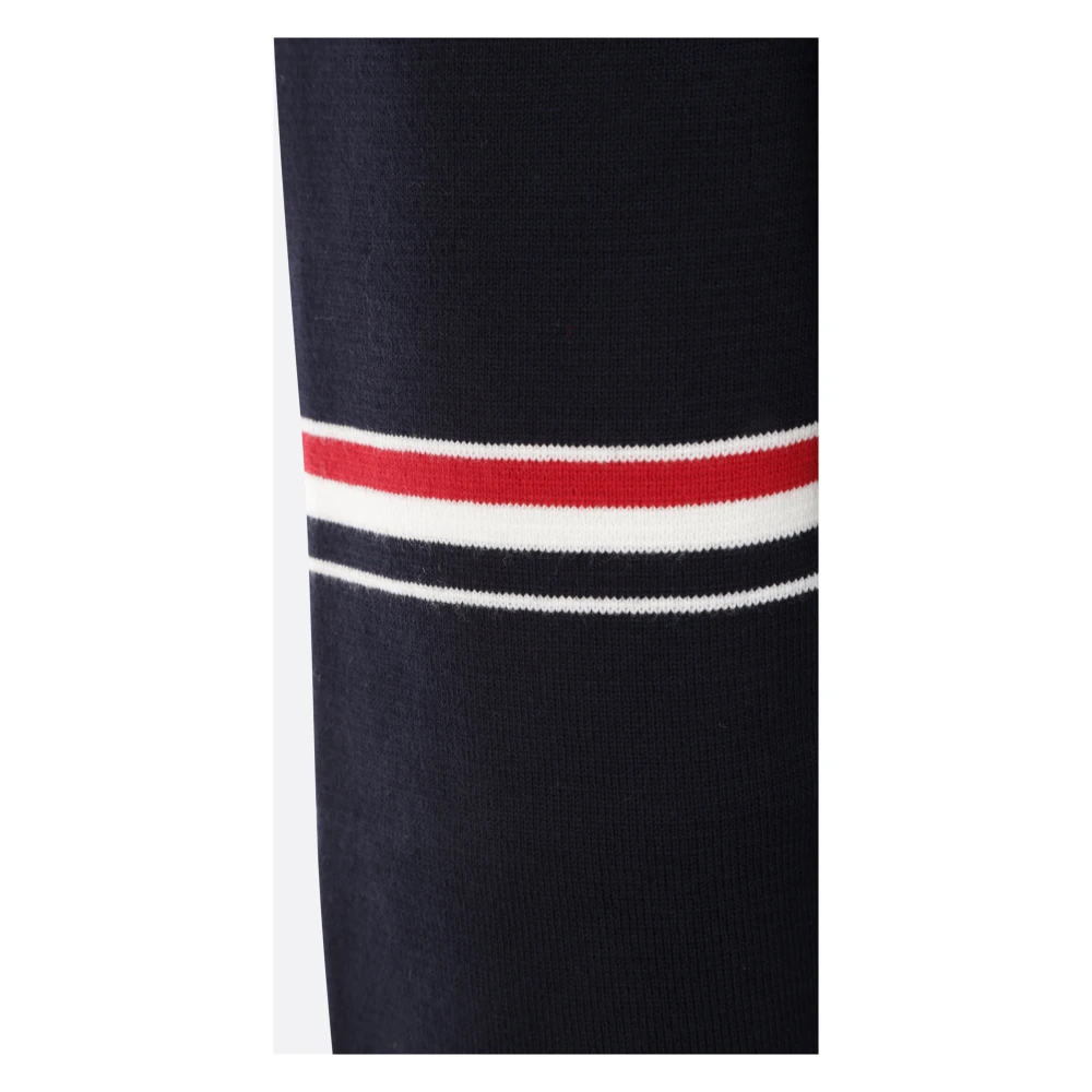 Thom Browne Blauwe Katoenen Gebreide Trui met Tricolor Detail Blue Heren