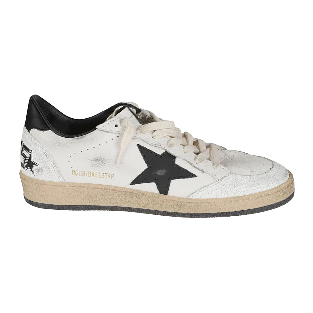 Golden Goose Witte Leren Sneakers met Gebarsten Leren Inzetstukken White Heren