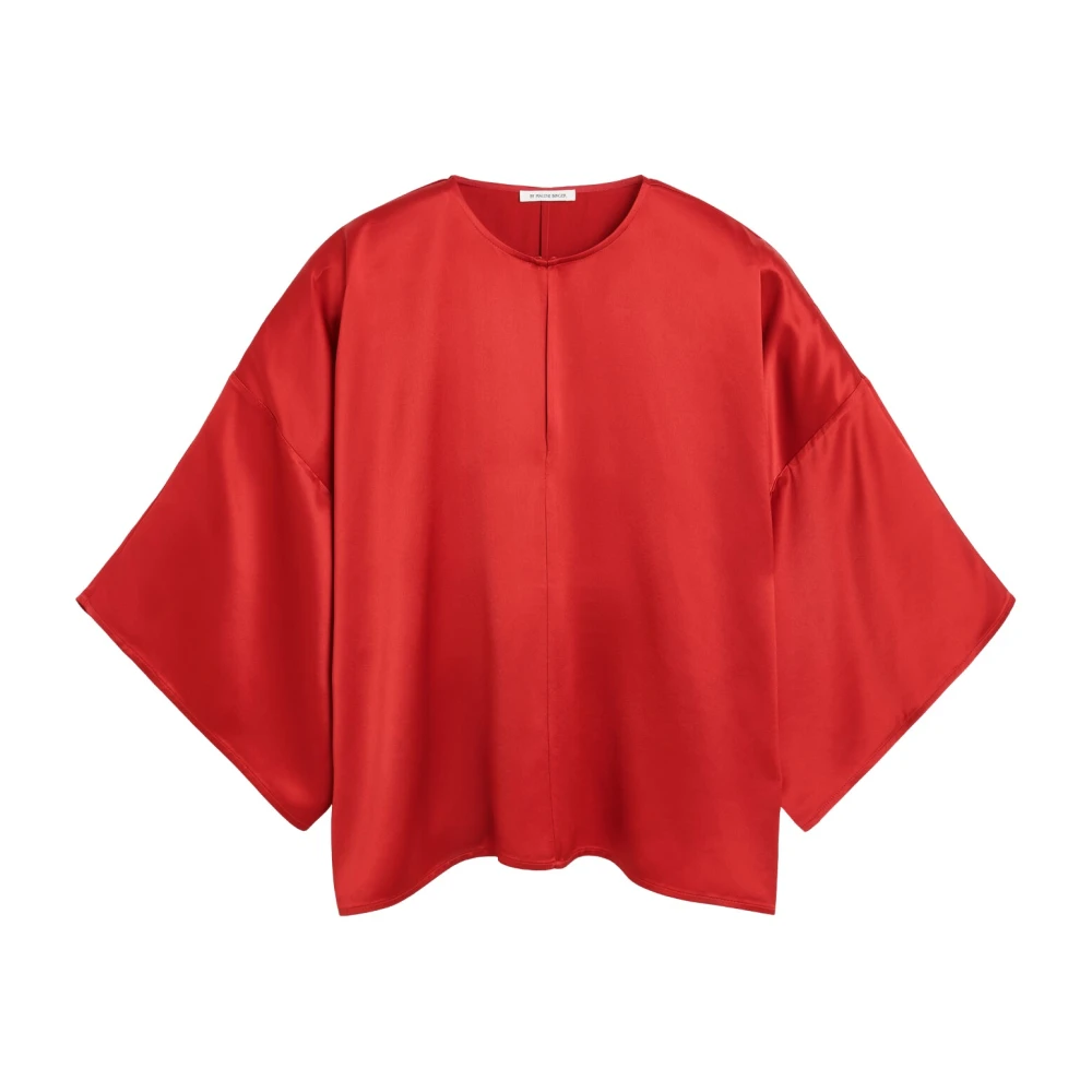 By Malene Birger Stijlvolle Satijnen Blouse met Oversized Pasvorm By Herenne Birger Red Dames