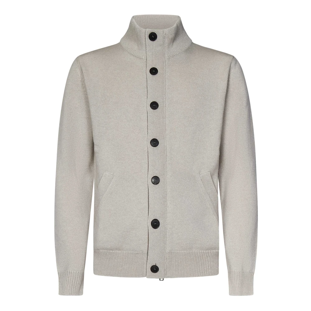 Brioni Beige Cashmere Blouson Cardigan Stickat Beige, Herr