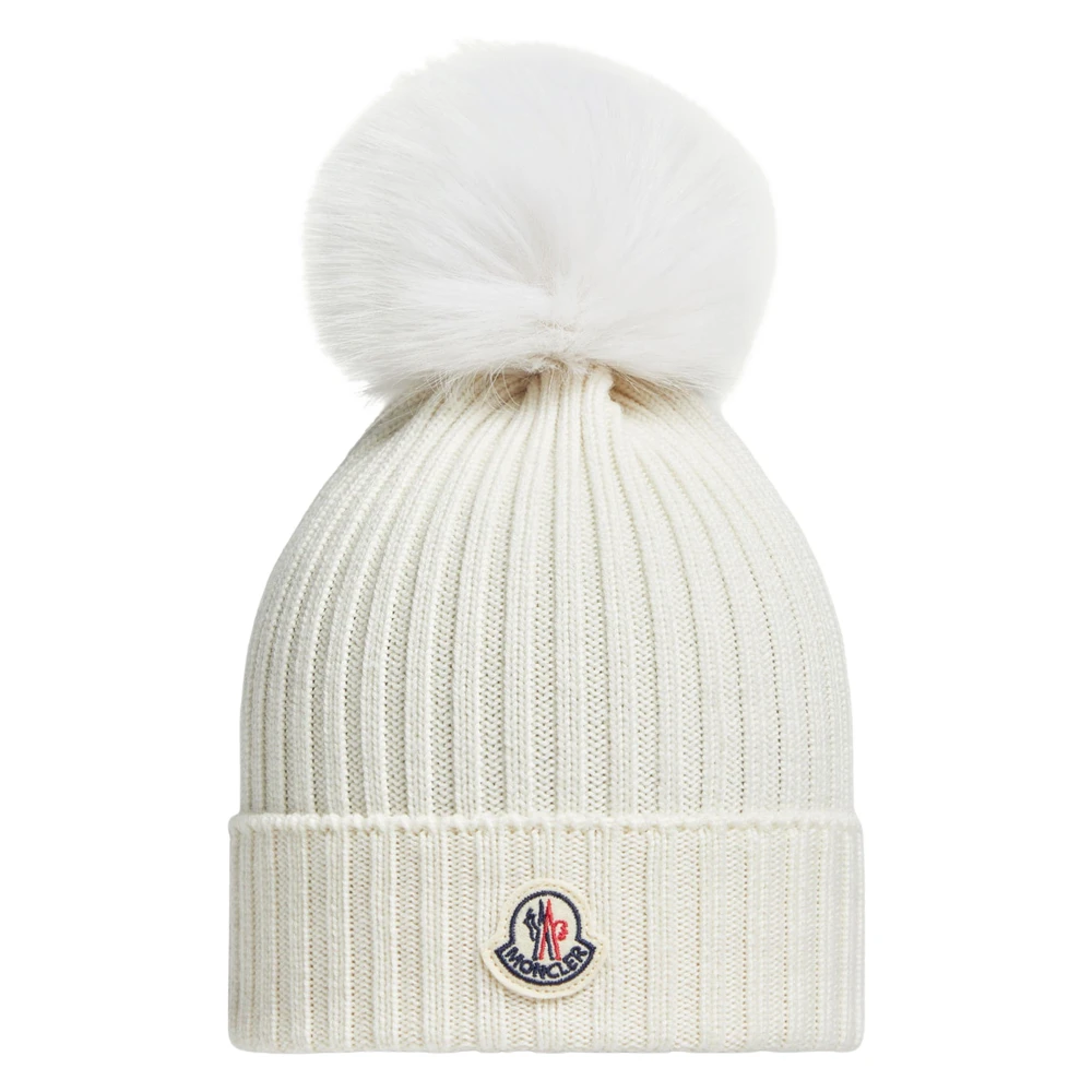 Moncler Girls Beige Hats & Caps, M, Knitted Pom Pom Hat