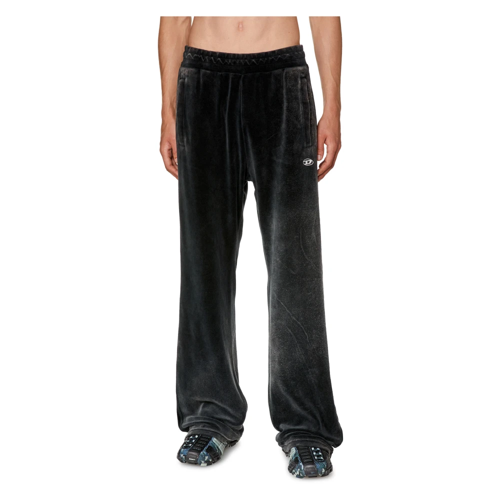Diesel Chenille track pants with side bands Black Heren