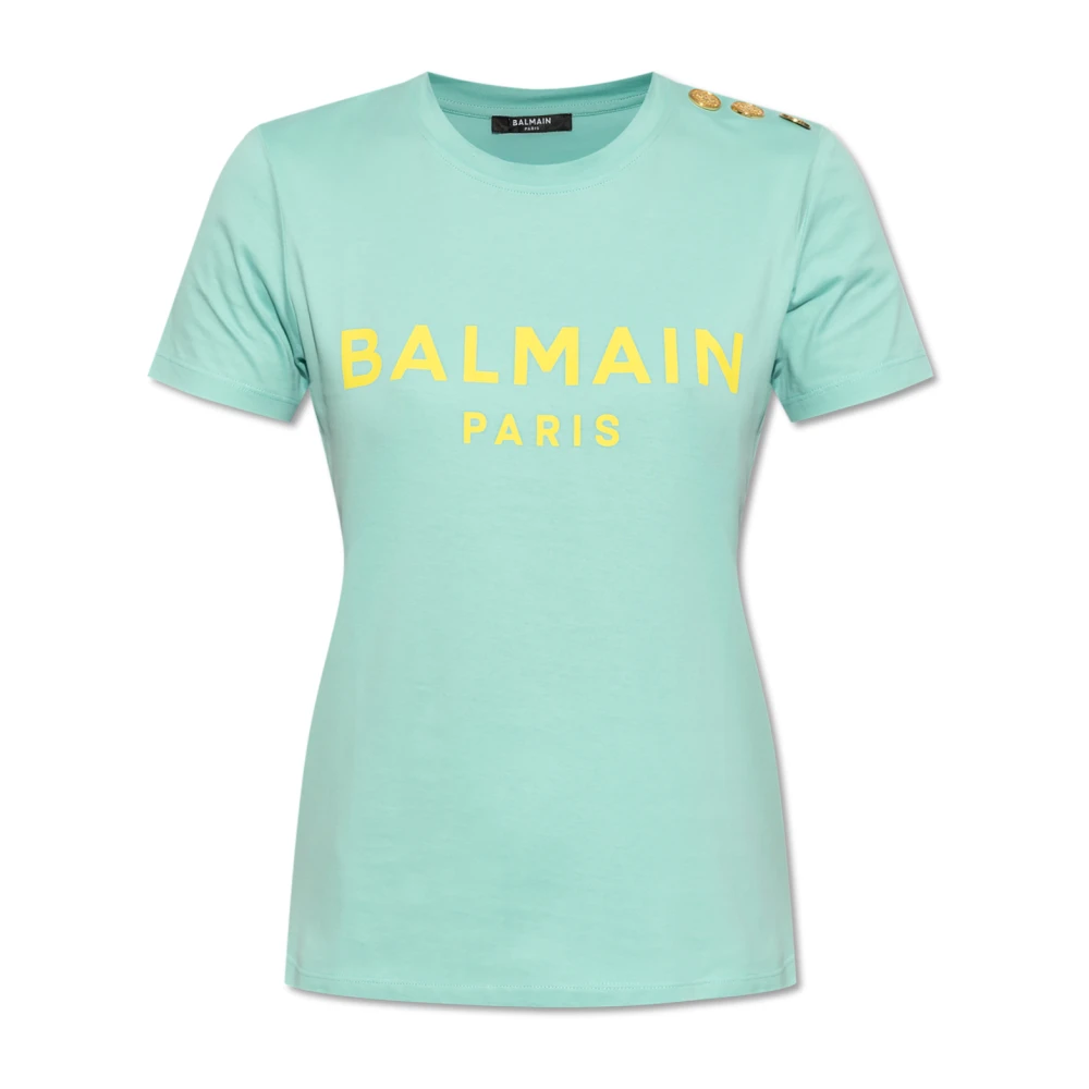 Balmain T-shirt met logo Blue Dames