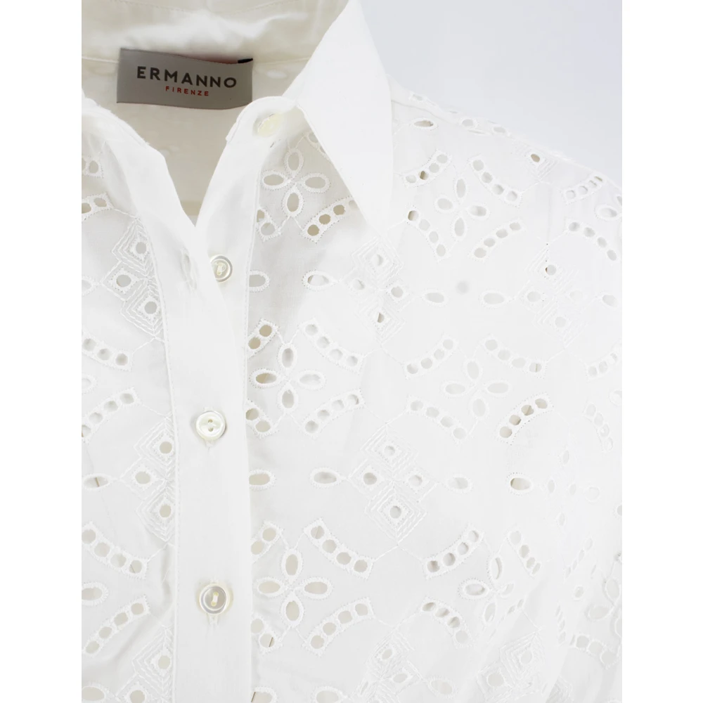 Ermanno Scervino Katoenen Crop Blouse met Uitgesneden Details White Dames