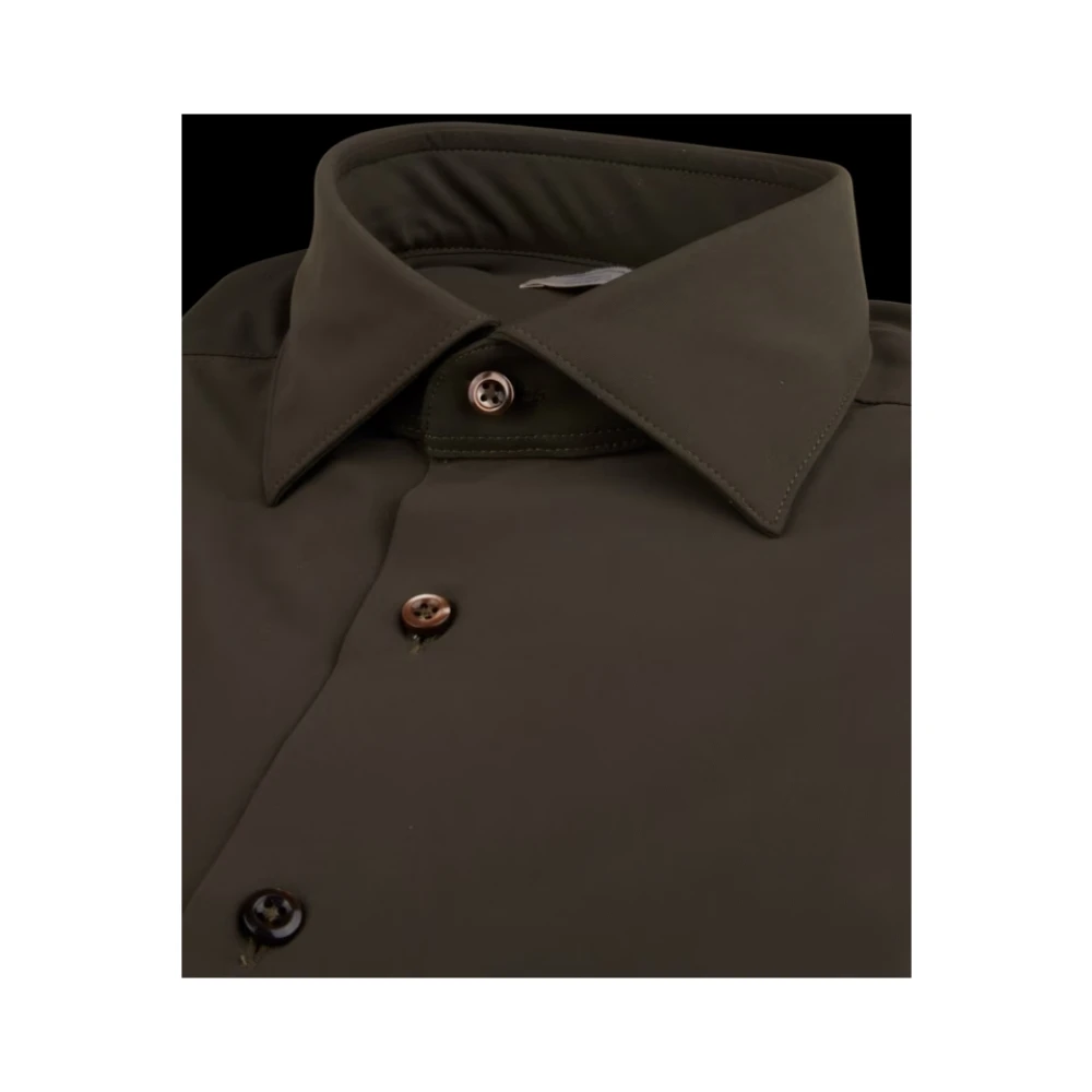 Stenströms Slim Jersey Shirt met Parelmoeren Knopen Green Heren