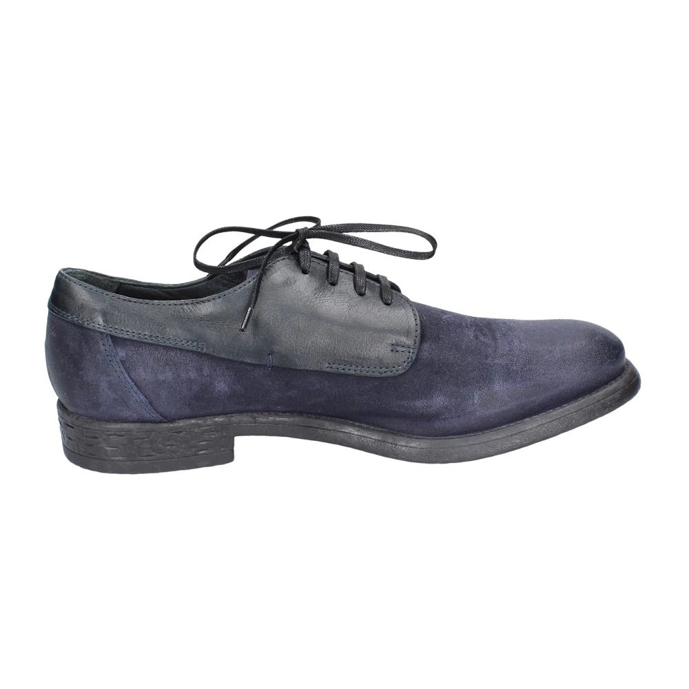 Moma Men's Blue Vintage Elegant Suede Laced Shoes