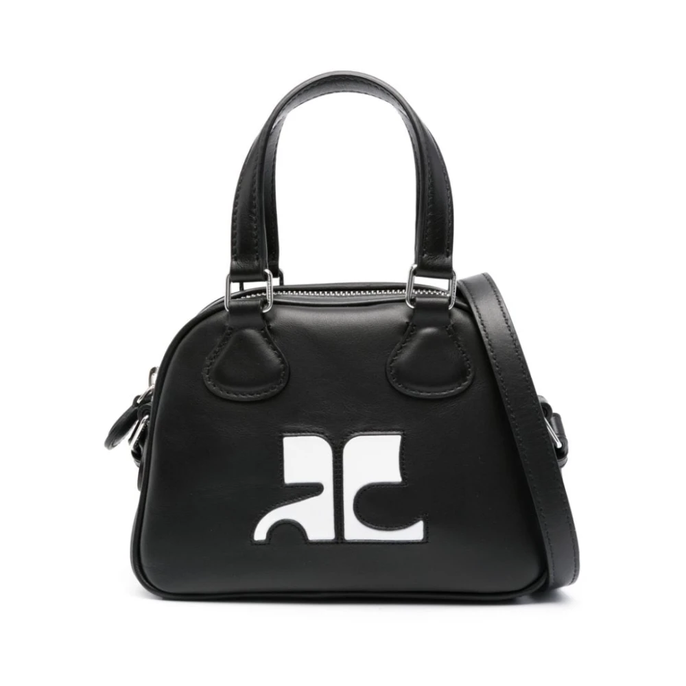 Courrèges Mini Bowling Tas Zwart Leer Black Dames