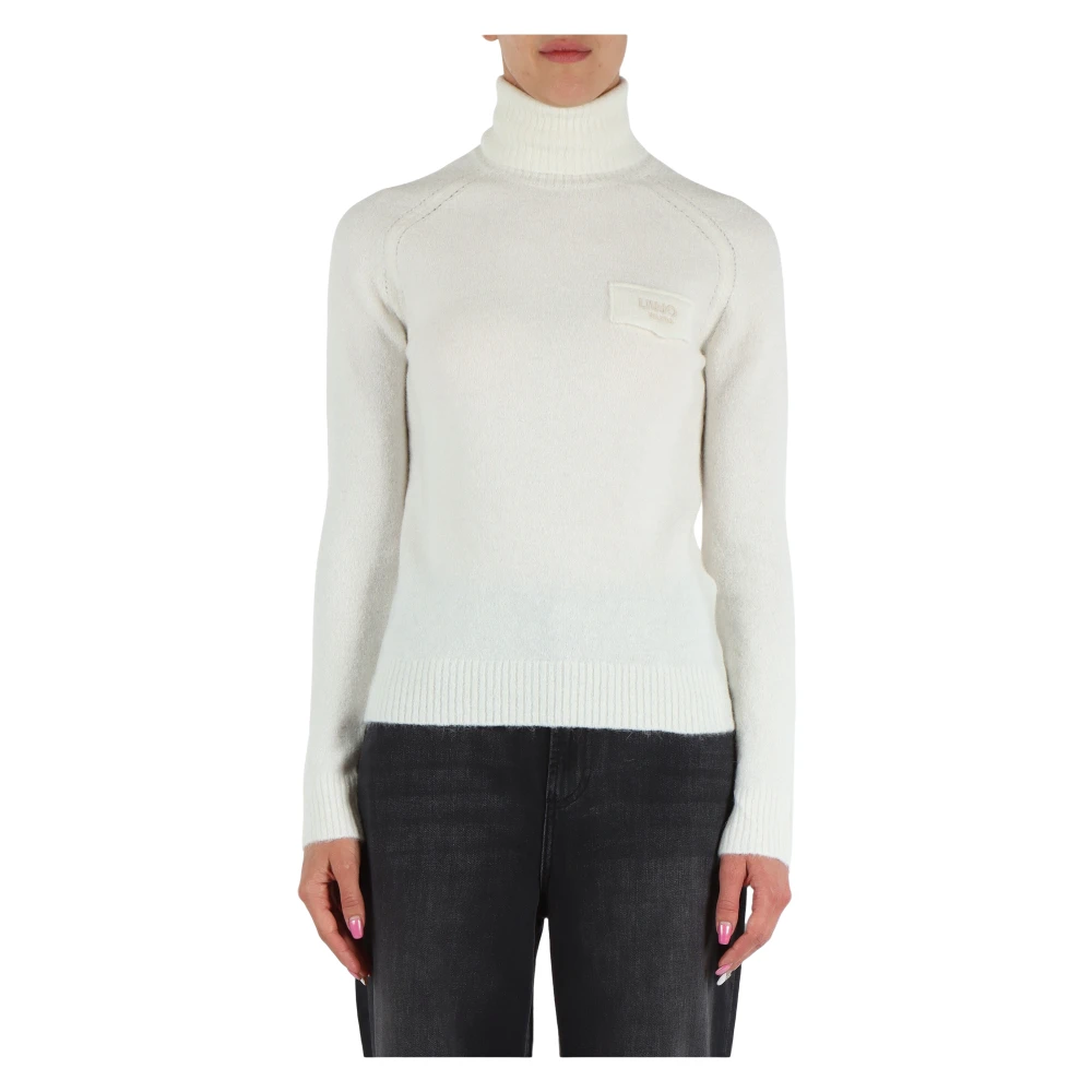 Liu Jo Women's White Turtlenecks, M, Wool Alpaca High Neck Jumper
