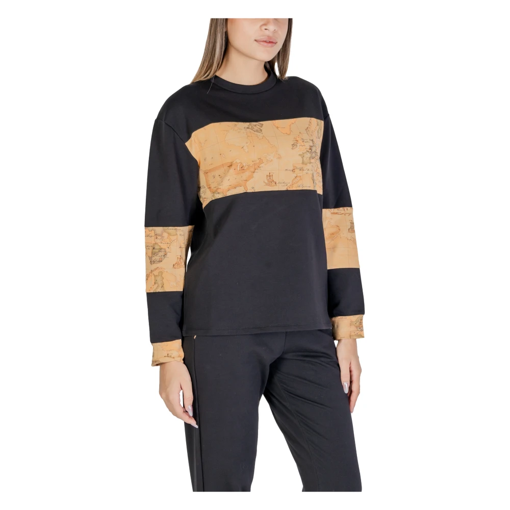 Alviero Martini 1a Classe Zwart Bedrukte Slip-On Sweatshirt Black Dames