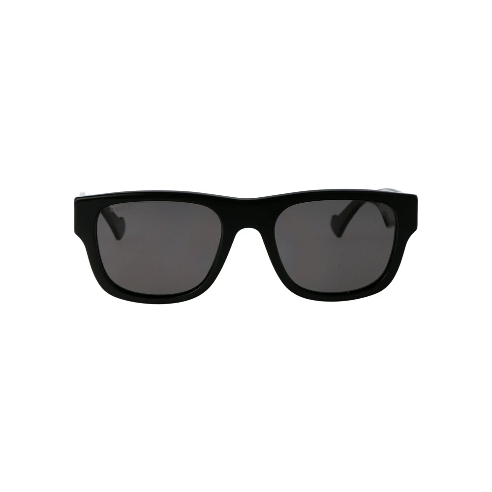 Gucci Minimalistische vierkante zonnebril met grijze lenzen Black Heren