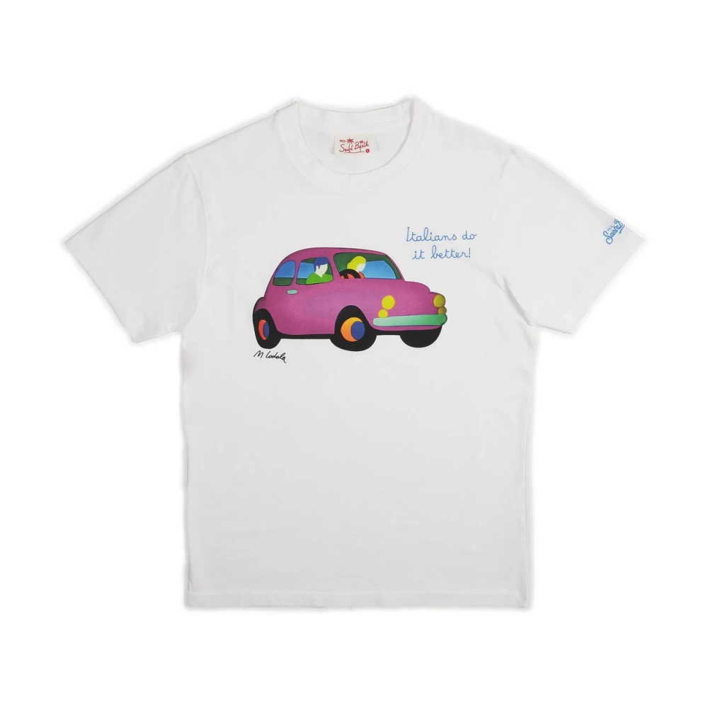 MC2 Saint Barth Heren Wit T-shirt met Lodola Car White Heren