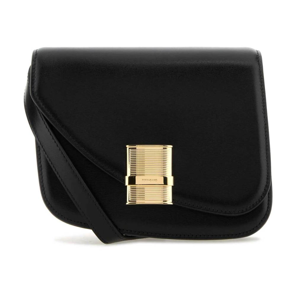 Salvatore Ferragamo Stijlvolle Zwarte Leren Crossbody Tas Black Dames