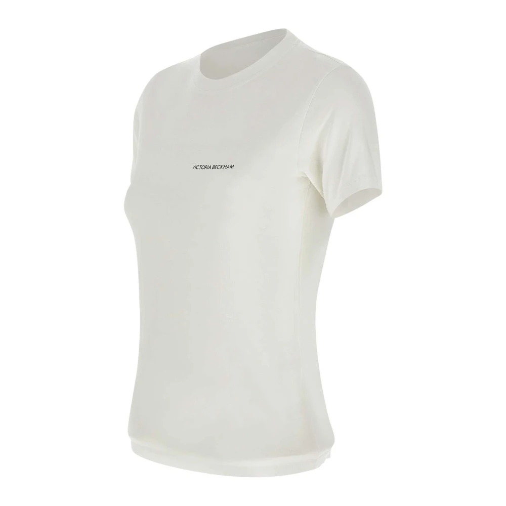 Victoria Beckham Wit Katoenen T-shirt met Logo White Dames