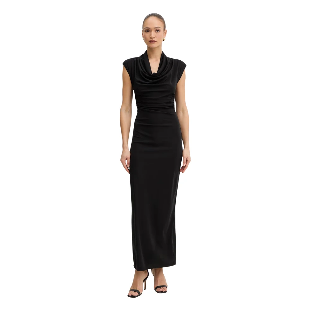 Fracomina Donna Nero - Abito Lungo Con Scollo A Cascata E Schiena Scoperta - Dresses - S