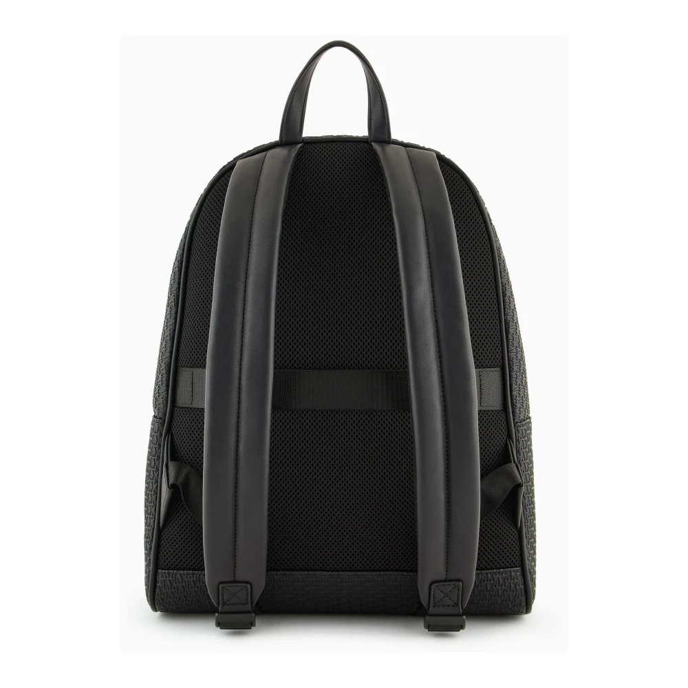 Armani Exchange Logo Patroon Rits Rugzak Multipockets Black Heren