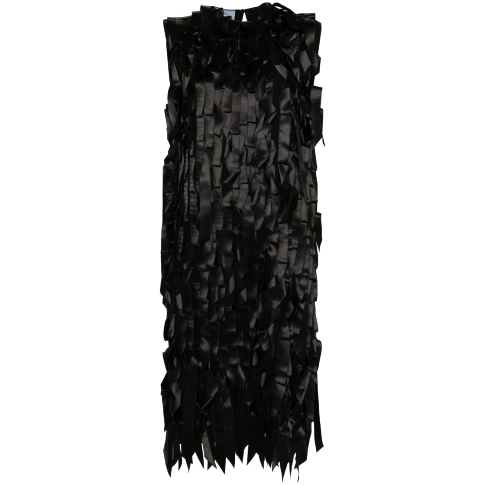 Prada Zwart lintdetail midi-jurk Black Dames