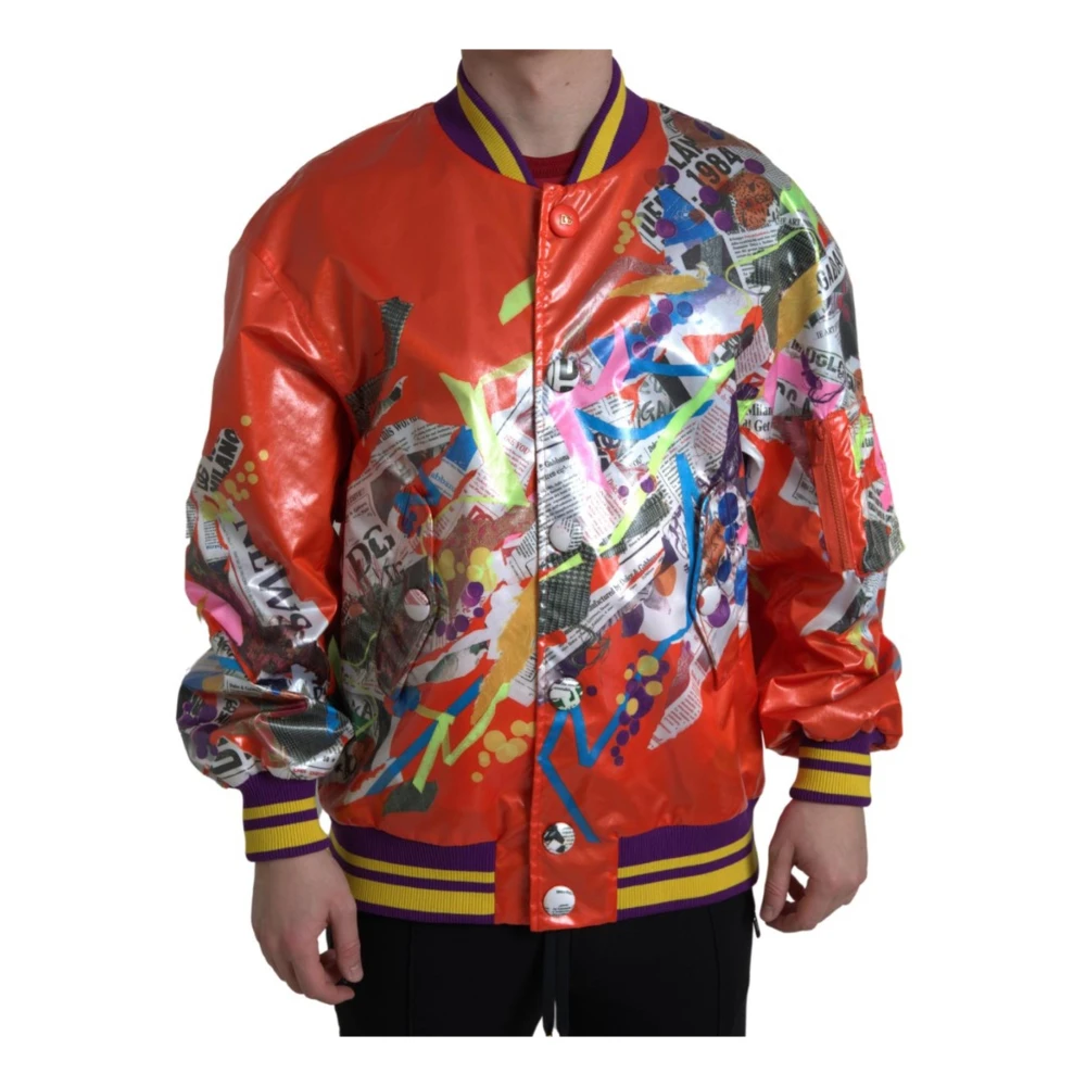 Dolce & Gabbana Herren Orange Button Polyester Bomberjacke