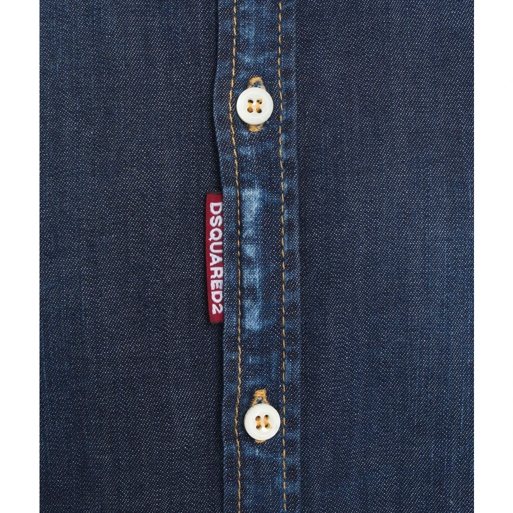Dsquared2 Italiaanse Ruimvallende Denim Overhemd Blue Heren