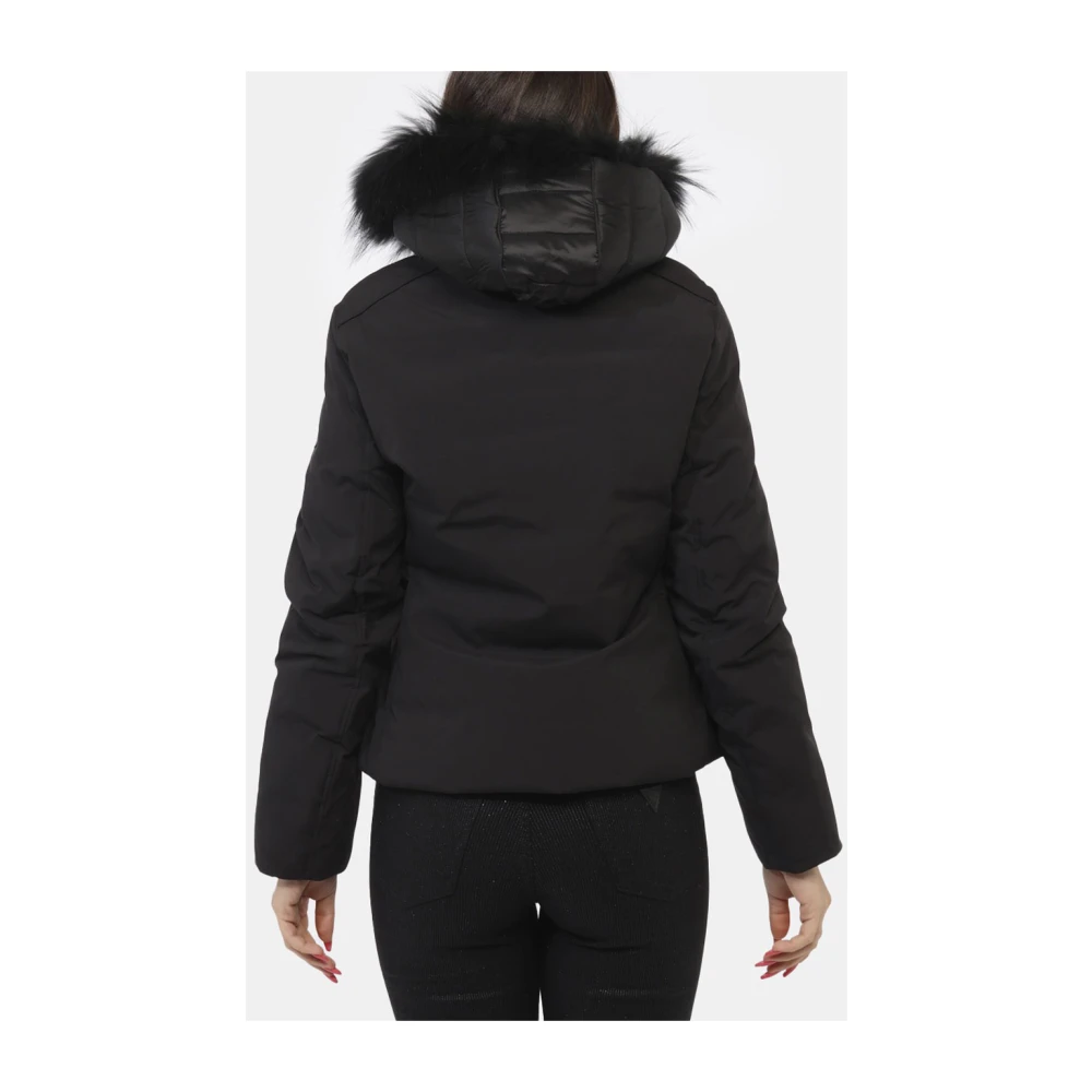 YES ZEE Zwarte Winter Hoodie Jas met Nepbont Black Dames