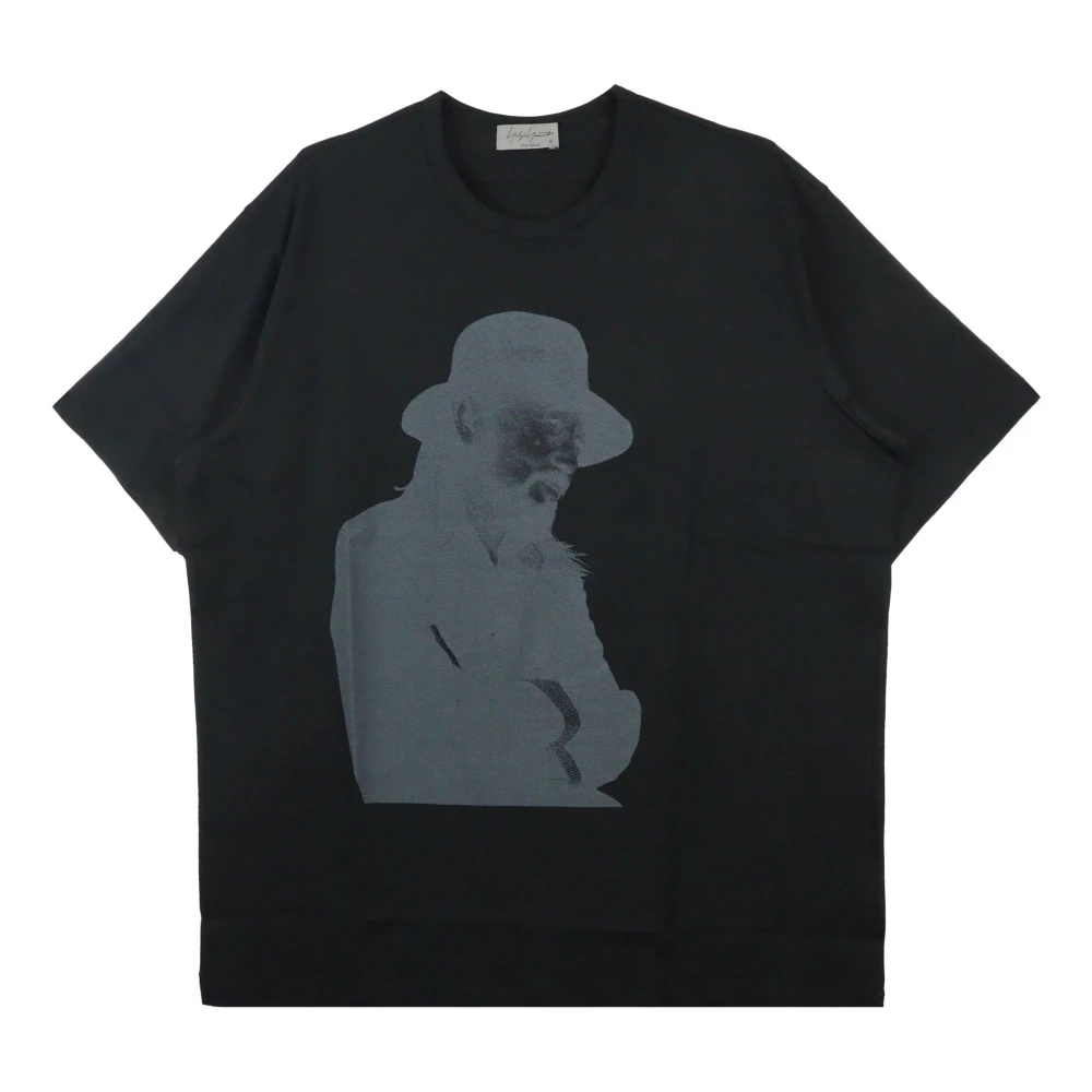 Yohji Yamamoto Zwart Grafisch Print Katoenen T-shirt Black Heren