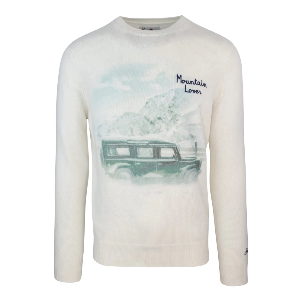Mc2 Saint Barth Men's White Round-Neck Knitwear, Xl, Heron Jumper