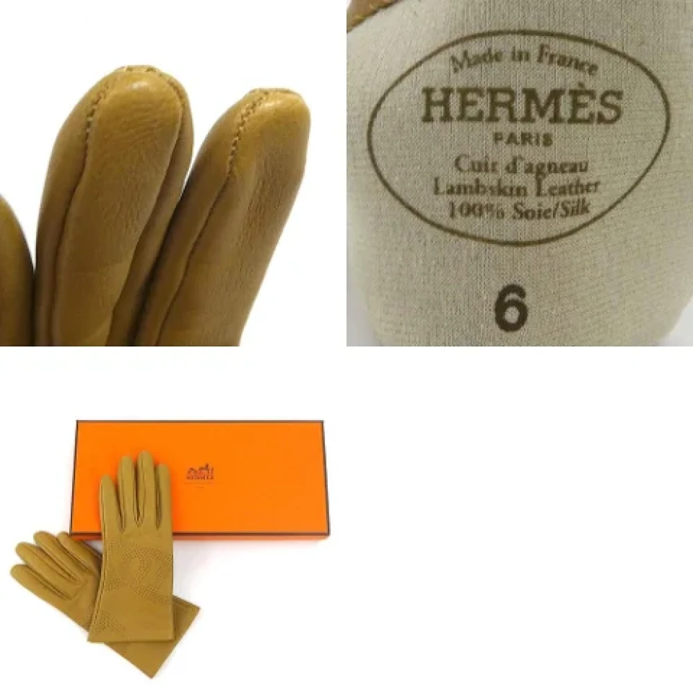 Hermès Vintage Pre-owned Leather gloves Brown Dames